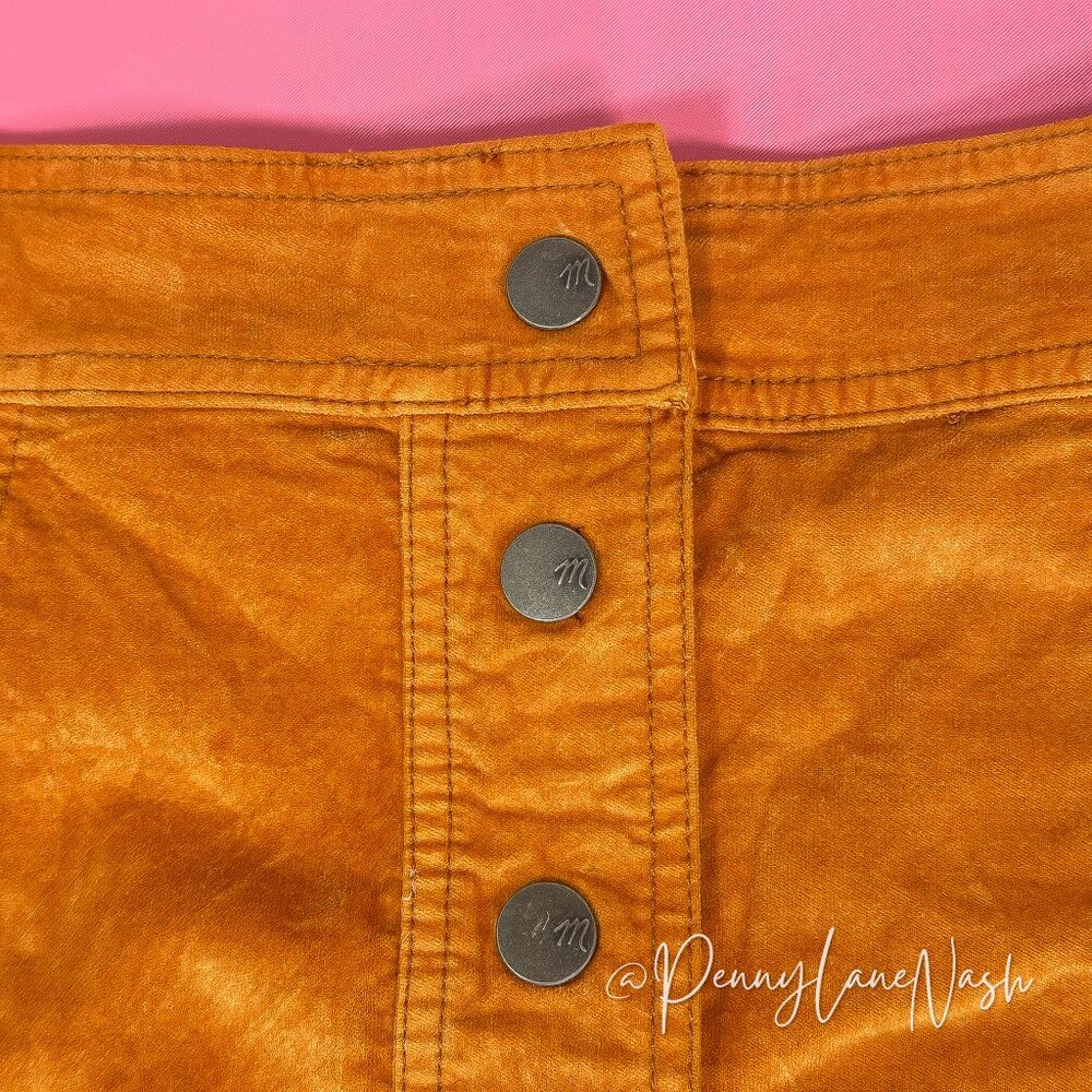 Madewell Velveteen Button Front A-Line Mini Skirt golden pecan - Picture 6 of 12